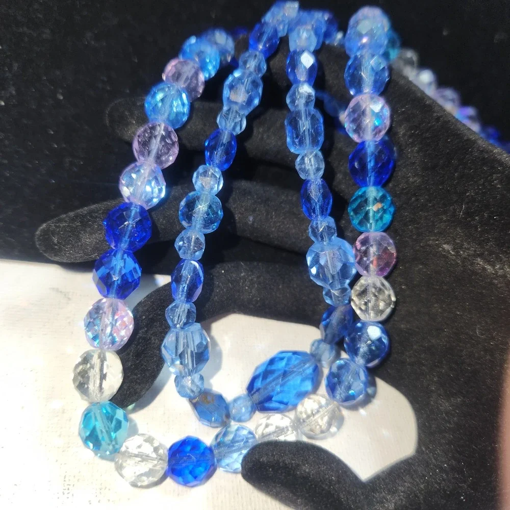 Blue Purple Faceted Glass‎ Bead  Necklace lot